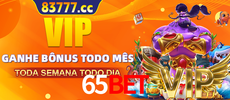 Banner promocional do 65bet oferecendo 100% de recompensas adicionais contínuas para quem fizer o login diário (Daily sign-in), com um mascote de coelho.