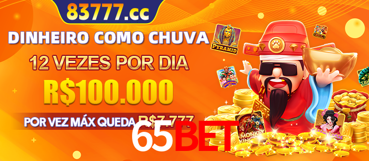 Banner do programa de recompensas Recomende para amigos do 65bet, detalhando os bônus por convidar amigos, com prêmios que chegam a R$288.888.