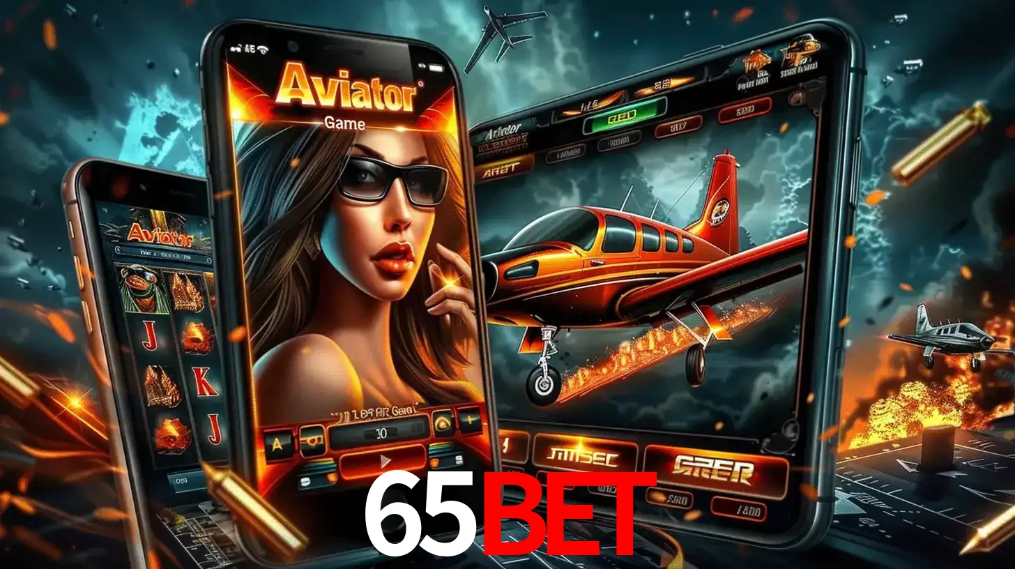 O popular jogo de apostas Aviator exibido em vários celulares e tablets, mostrando a interface emocionante e a ação de voo disponíveis para jogar agora no 65bet.