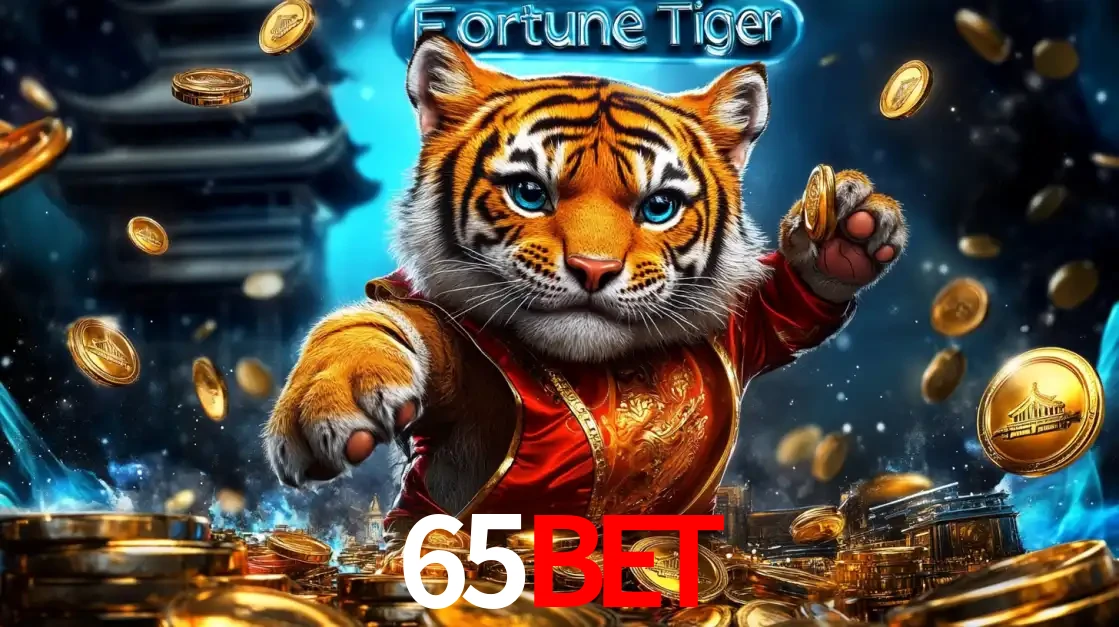 Imagem promocional do jogo de slot Fortune Tiger, com um tigre majestoso em traje tradicional cercado por uma fortuna em moedas de ouro, disponível agora no cassino 65bet.